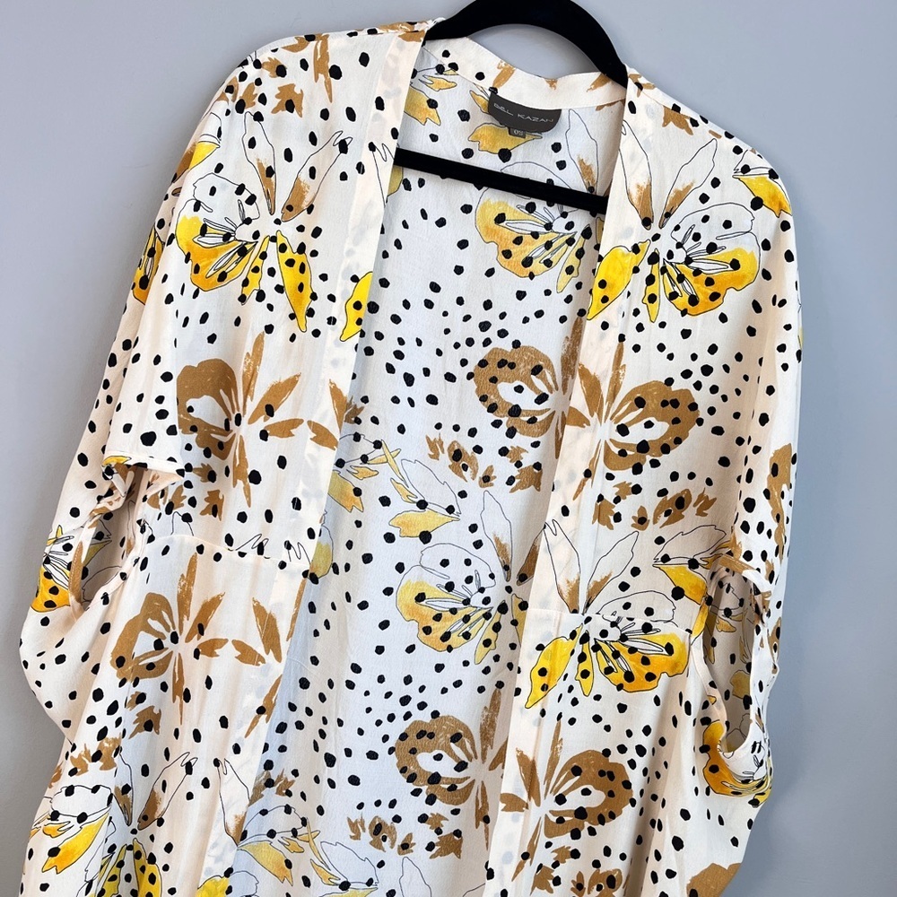 Anthropologie x Bel Kazan Yellow Handprinted Floral Sadie Duster Kimono NWOT - Picture 6 of 10